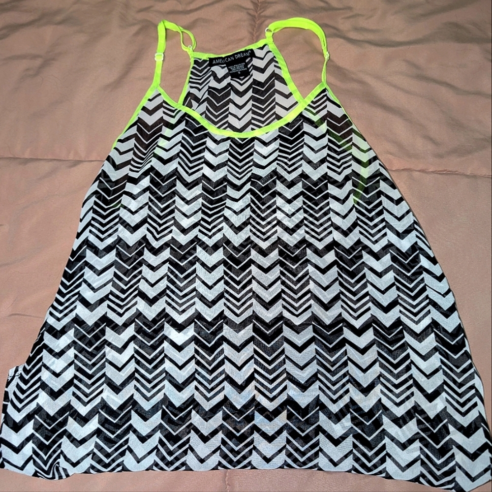 Black and White Chevron Flowy Tank